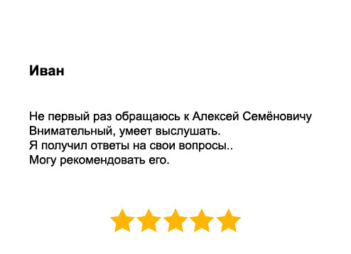 Отзывы Гитлевич Алексей Семёнович